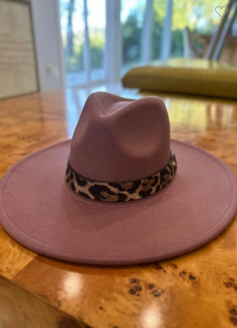 Felt Panama Hat w/Leopard Print Belt
