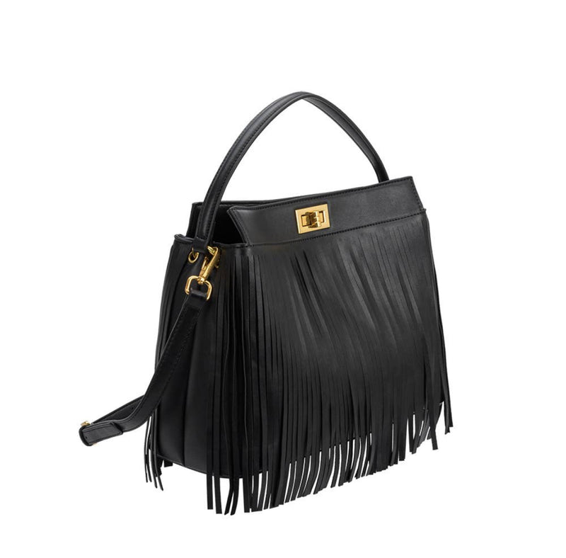 Anne Recycled Vegan Medium Top Handle Bag in Black