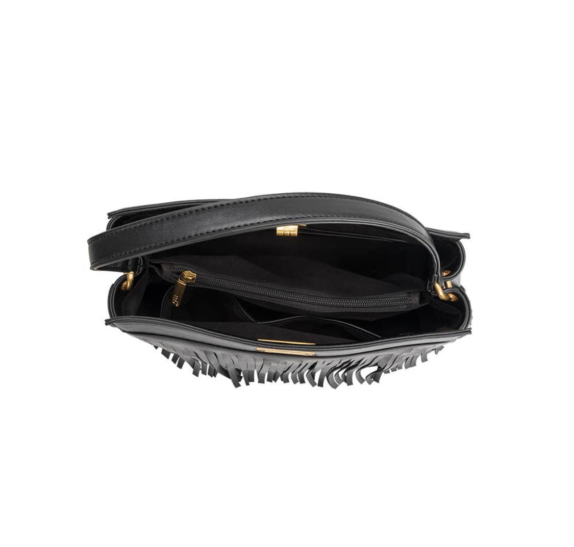 Anne Recycled Vegan Medium Top Handle Bag in Black