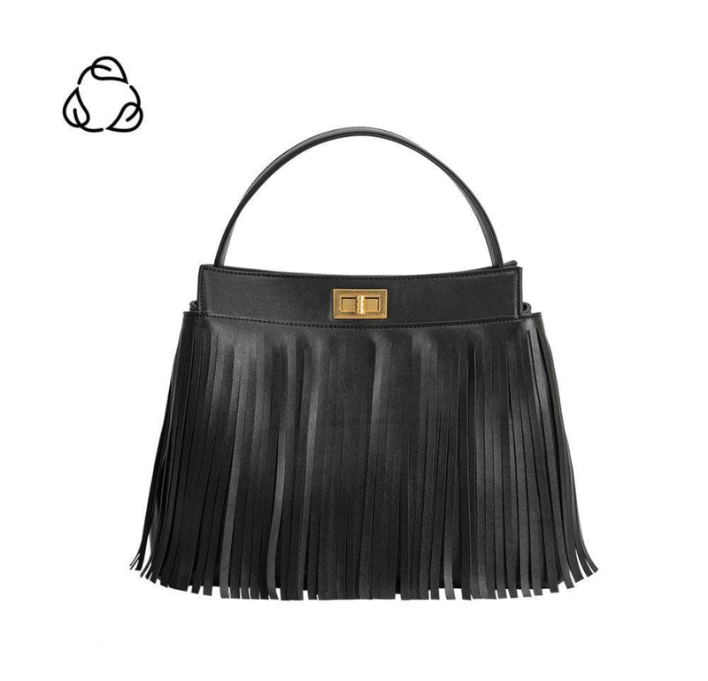 Anne Recycled Vegan Medium Top Handle Bag in Black