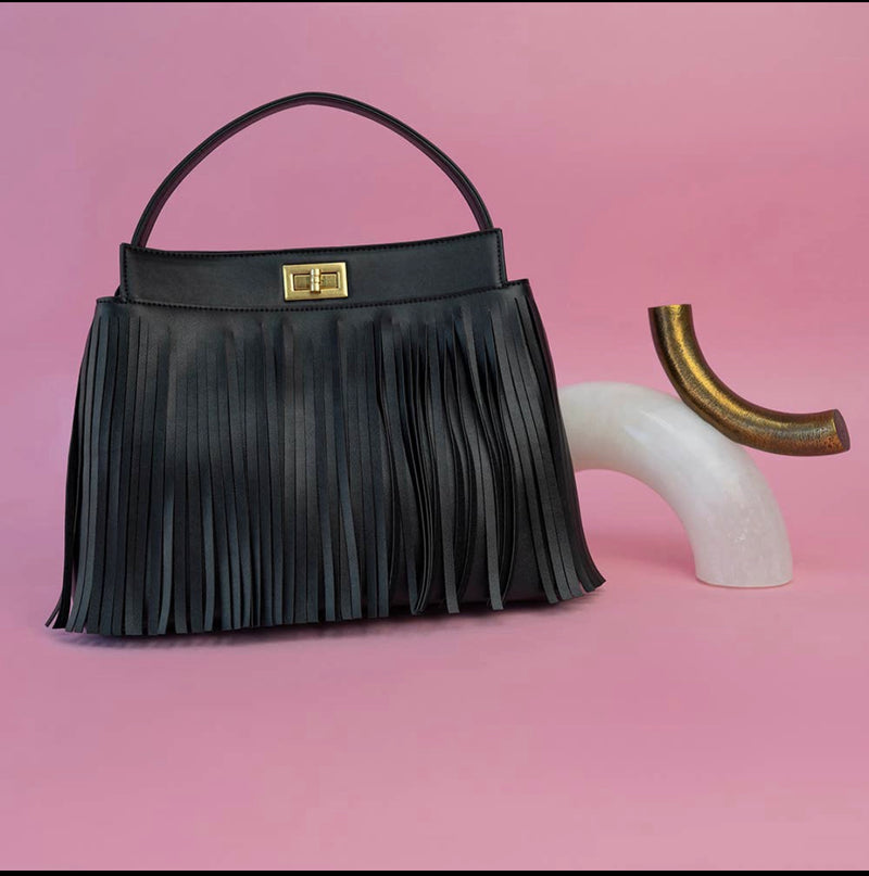 Anne Recycled Vegan Medium Top Handle Bag in Black